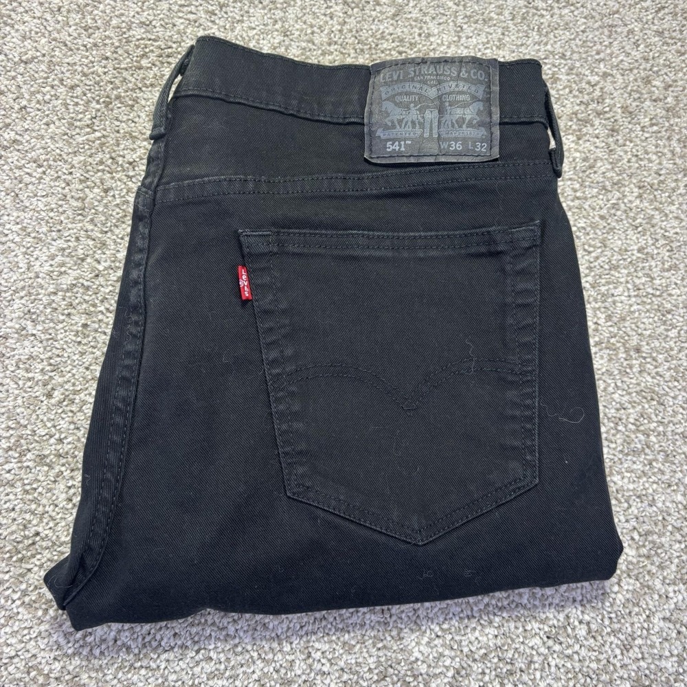 Levis 541 Athletic Taper Jeans Mens 36x32 Black Dark Wash Stretch Denim Pants